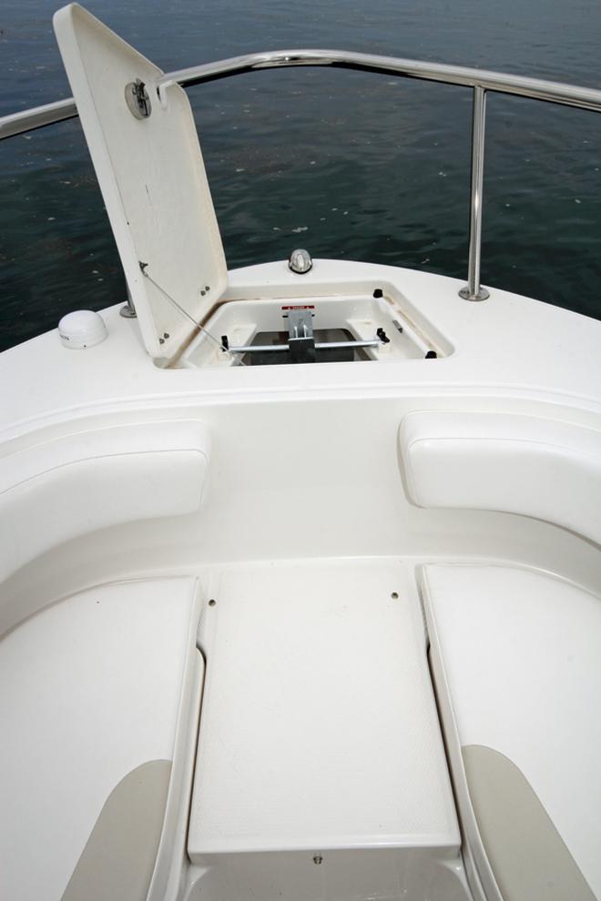 There is easy access to the anchor well with full stainless steel Bow rail. © Jarrod Day